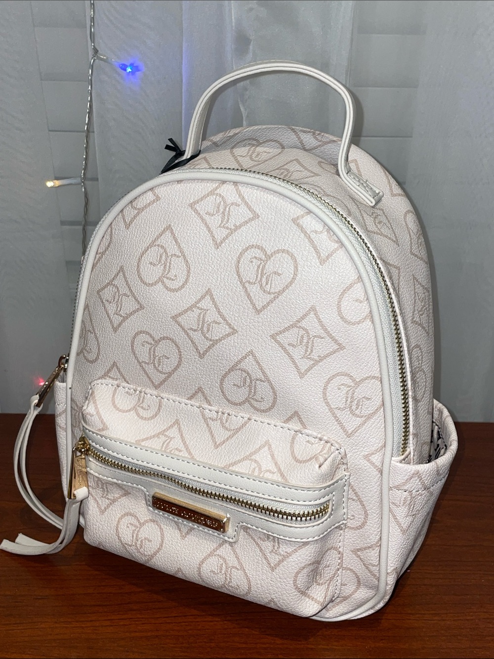 NWT Juicy Couture Cream & Beige Monogram Backpack - Picture 7 of 10